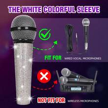 4 Farben kurze Strass Mikrofon Abdeckung, Mehrfarbige Mikrofon Außenschale Abdeckung Dekorativ, Strass Mikrofon Griff Hülle, personalisierte Mikrofon Dekorativ Abdeckung für Bühne, Party, TV Show, Party Dekoration (Für SM58 Beta 58A Kabel Mikrofon) - Verschiedenfarbig - Übersicht 9