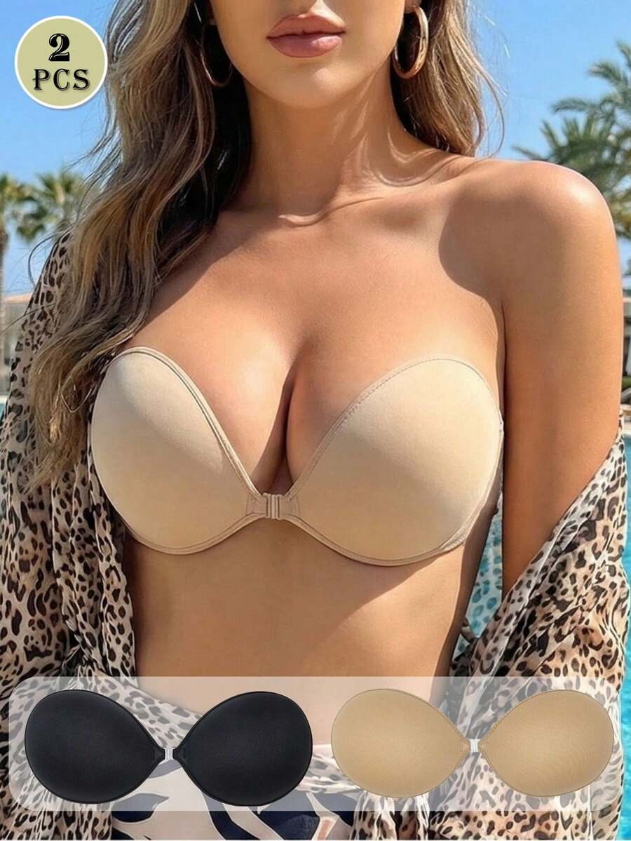 2/1 paire de coussinets adhésifs pour soutien-gorge pour femmes, convient pour un port quotidien - Multicolore - Voir 1