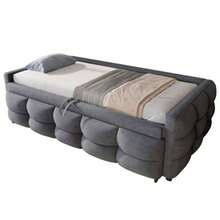 Upholstered Bed, Extendable Sofa Bed 90/180*190cm, Puff Bed, Teddy Velvet Fabric, Single Bed, Double Bed, With Slatted Frame, Multifunctional Bed, (Without Mattress) - Grey - View 9