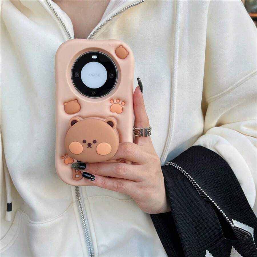 3D Cute Cartoon Bear Expandable Phone Holder Case Compatible With IPhone 16, 15, 14, 13, 12, 11 Pro/Pro Max, Galaxy S24 Ultra, S23 Ultra, A55, A72, A71, A54, A52, A51, A35, A34, A33, A32, A31, A30S, A50, A50S, A25, A24, A23, A22, A21S, A15, A14, A13, A12, Redmi Note 13 Pro 5G/4G, 10, 11S PRO, 9S, 8, Poco X6, X5 Pro, M6, A16 - Multicolor - View 1