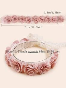 Rose Flower Headband For Baby Girls, Holiday Decor - Orange - View 5