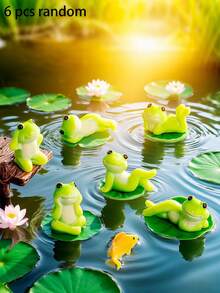 6个随机创意青蛙摆件，微景观装饰元素，桌面房间装饰 - 彩色 - 查看 9