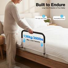 SanBouSi Bed Assist Bar With Tool-Free Installation, Height Adjustable Bed Rail For Elderly & Seniors, 300lbs Capacity Non-Slip Bedside Handle For Fall Prevention Safety - Black - View 11