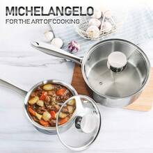 Stainless Steel Saucepan Set 1Qt & 2Qt, Premium German Technology Sauce Pans 2 Piece, 18/10 Stainless Steel Sauce Pan Set, Induction Compatible - 1QT+2QT - 查看 8