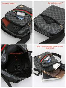 新款多功能男士斜挎包，深灰/棕/白/卡其色可选，复古花卉图案，PU材质，时尚休闲风，适合户外活动、购物、运动、通勤、骑行等场合，可调节肩带，轻便易携，是送给男士、丈夫、父亲的理想礼物，也是情人节的绝佳选择。 - 彩色 - 查看 11