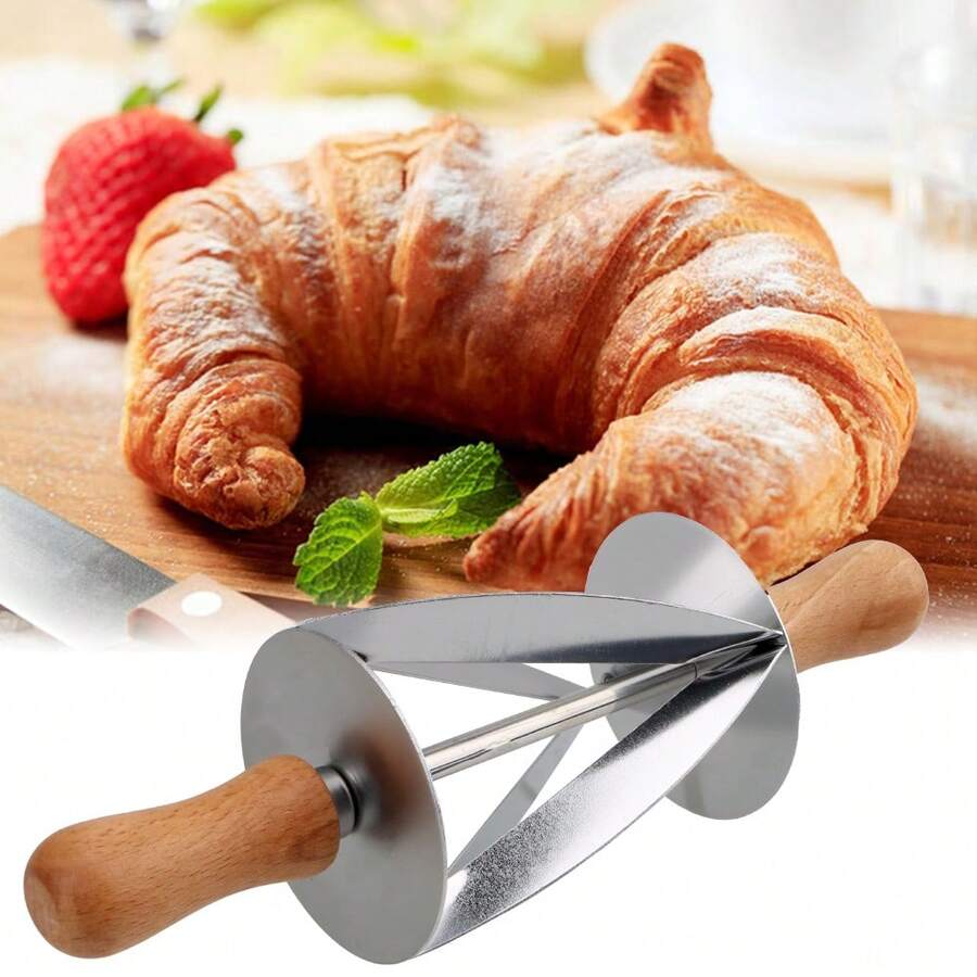For Making Croissant Bread Dough Pastry Rolling Cutter Baking Tool Stainless Steel - Apricot - View 1