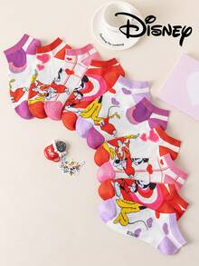 Disney 5/1 Pair Women Ankle Socks, Gift, Summer Socks, Cartoon Mickey, Minnie, Donald Duck, Daisy Socks, Comfortable Breathable Fashion Novelty Socks - Multicolor - View 1