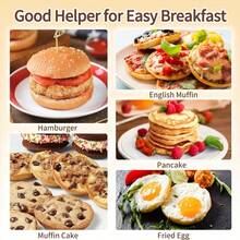 不粘硅胶煎饼模具，煎蛋饼模具，可用于煎蛋和制作早餐三明治，1个装，蛋糕胚模具，汉堡煎锅，兼容空气炸锅 - 彩色 - 查看 8