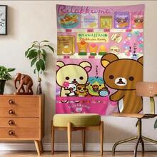 Kawaii Anime  Bear Printed Tapestry Wall Hanging Cute Cartoon Style Fantasy Background Home Decoration.Jpg - White 1pc - View 1