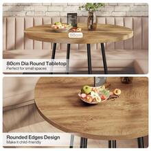 Tribesigns Tavolo da pranzo rotondo per 2-4 persone, Piccolo Tavolo da Cucina 80 cm con Struttura Metall Stabile Design Industriale per Sala da Pranzo, Cucina, Soggiorno, Caffè, Marrone - Castano - Visualizzare 9