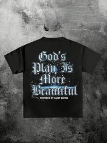 (180g 100 Percent Cotton T-Shirt) Men's T-Shirt Men's Casual  Comfortable, Fashionable T-Shirt, Street Style Double-Sided Printing Cotton   Playing Cards - 黑色 - 查看 3