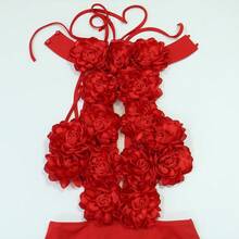 Vestido de alta calidad, nuevo y de gran , vestido de noche sexy con hombros descubiertos y gran flor, regalo perfecto para damas. - Rojo - Ver 8