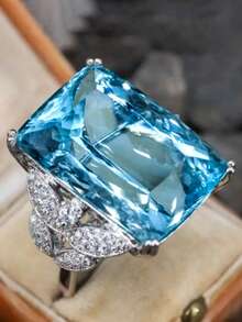 1 chiếc nhẫn đá Cubic Zirconia thời trang dành cho nữ, thích hợp làm quà tặng đám cưới, lễ đính hôn, dự tiệc hoặc quà tặng ngày Valentine. - Bạc - Xem 2