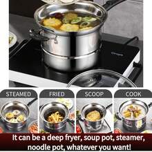 Non-Stick Chip Pan Set - 4Pcs Deep Fryer Pan With Basket & Lid, Stainless Steel Multi-Use Pot For Gas, Electric & Induction Cooking - Silver - View 9