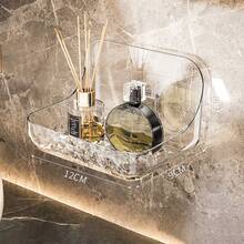 Acrylic Bathroom Storage Rack, Wall Mounted Vanity Organizer, Drill-Free Bathroom Cosmetic Shelf - Large Size [boxed] - View 6