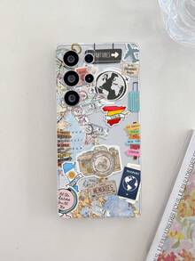 1件装时尚创意度假飞机地图相机地标图案透明软TPU手机壳，防摔防刮防指纹，保护摄像头镜头，兼容三星、Nothing、Pixel等品牌手机。 - 彩色 - 查看 5