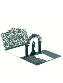 5sets/Pack Laser Cut Wedding Invitations, 3D Bride & Groom Greeting Cards With Heart Designs (Includes 5pcs Cover & 5pcs Blank Inner Cards), Engagement Party Invitations - Multicolor - View 16