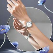 Seiko ALBA Damen Quarzuhr mit Blumenzifferblatt, kreative lässige Sommer Uhr, Silbermetall, 30M wasserdicht, Mode, Damenuhr, geeignet für den täglichen Gebrauch, Geburtstag, Jahrestag, Valentinstag Geschenk - Silber - Übersicht 2