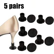 5 Pairs High Heel Protectors, Transparent And Black - Say Goodbye To Scratches, Protect Floors And Extend Shoe Life, Easy Installation, Non-Slip, Reusable, Fit Most High Heels - Black 5 Pairs - View 9