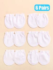 6 Pairs Baby Anti-Scratch Mittens | Dual-Color Baby Anti-Scratch Mittens | Elastic Ruffle Cuff Newborn Scratch Mittens - 6Pairs - View 7