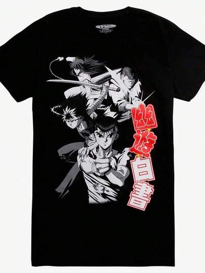 1 PC Camiseta de algodón gráfica casual de anime para niños y niñas, , guerreras k pop, bt21, fnaf, ropa de niño, camiseta gráfica de acción de anime Yu Yu Hakusho para hombres - Camiseta oficial de Yusuke Urameshi y personajes - Camiseta de cuello redondo casual de manga corta para fanáticos del anime (XS-3XL) - Lavable a máquina - Negra con el icónico logo y personajes de Yu Yu Hakusho - Ajuste relajado para la moda masculina, tela transpirable, perfecta para fanáticos y coleccionistas de anime, regalos para el día de San Patricio o camisetas de animación japonesa lindas para, salón, viajes o días de trabajo casuales, camiseta de anime para niños y niñas, regalo ideal para niños, niñas, niños que aman el anime, regalos de festival