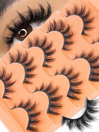 5 Pairs Thick 3D Multi-Layer DD Curl Russian Volume False Eyelashes, Highly Curled & Voluminous, European & American Style