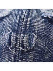 1pc Distressed Washed Denim Baseball Cap, Unisex Couple Style, Outdoor Versatile All Season Soft Crown Curved Brim Hat - Multicolor - View 9