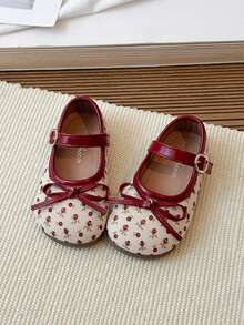 2026 Spring New Arrival, 1 Pair Girls Cute Mary Jane Flat Shoes - Suitable For Outdoor & Daily Wear, Spring/Summer - Red - View 2