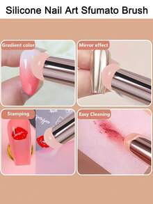 Nail Art Silicone Brush Reusable Mirror Powder Pigment Applying Manicure Tool Gradient Effect Nail Arts Silicone Applicator - Multicolor - View 9