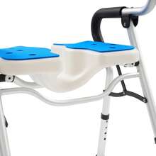 LYNICESHOP Adjustable Shower Chair, 330lbs Capacity U-Shape Seat Foldable Shower Chair, Non-Slip Bathtub Stool With Handheld Shower Holder For The Elderly, Disabled, Pregnant, Handicapped (Blue, 19L*17W Inch) Holiday Gift (US Stock) Faster Delivery - Blue - View 5