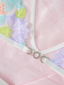 3pcs Women Embroidered Lace Sexy Lingerie Set - Multicolor - View 4