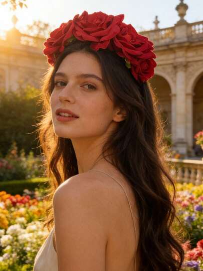 3pcs/1pc Mexican Floral Wreath Day Of The Dead Headpiece, Hawaiian Boho Style Flower Crown, Day Of The Dead Party Decor Headband Hairband Hair Hoop