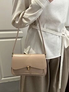 Fashionable Casual Minimalist Chain Crossbody Bag, Suitable For Shopping, Wallet, Young Women, College Students, Newlyweds, Office Ladies. Ideal For Office, School, Work, Business, Commuting, Outdoor, Travel, And Outings. - Khaki - View 4