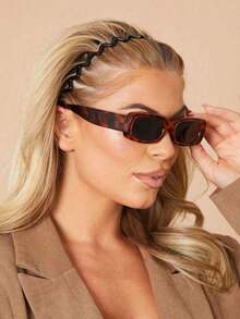 2pcs/3pcs/4pcs Fashion Non-Slip Headbands, Glossy Black And Leopard Print Combination, Stylish Headband With Teeth Wave Design, Home Skincare Headband, Suitable For Daily Face Washing Or Makeup - 黑色 - 查看 5