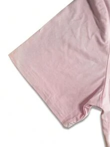 Disney Retro Street Style T-Shirt, Featuring A Mickey Mouse Logo Print, Made With High-Quality Fabric. Men's Crew Neck Short-Sleeved T-Shirt. - Pink - View 3