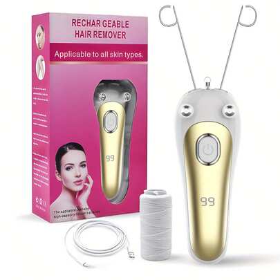 USB充电式女士电动剃毛器 - 快速精准去除面部/身体毛发，适用于下巴、唇部、手臂、腿部。带电量显示和LED灯。是送给她的理想礼物，适合生日/周年纪念日。方便居家和旅行使用。