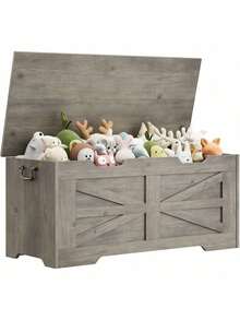 Cesta de almacenamiento de madera con tapa, Caja de juguetes de madera para niños y niñas, Caja de juguetes de madera para niños grandes, Banco de almacenamiento con bisagra de , Baúl de almacenamiento para la entrada, Sala de estar, Dormitorio, Sala de juegos - 39,4 pulgadas - Gris - Ver 8