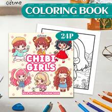 GDTME Chibi Girls Kawaii Coloring Book, Sweet Line Art With Bubble Tea, Cats, Sunflowers And Cupcakes For Kids & Adults. Ideal Gifts For Holidays, Back-To-School And Birthdays, Perfect Cozy Bedroom Decor To Ease Daily Stresse - Girl 5 - View 16
