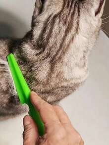 1pc Pet Deshedding & Dematting Brush - Stainless Steel Flea & Hair Removal Brush, Effectively Trims And Gently Removes Matted Hair And Fleas, Suitable For Dogs And Cats. Pet Comb, Pin Brush, Dog Flea Comb, Cat Anti-Static Fine Tooth Brush, Specialized Cat Grooming Brush. - Multicolor - View 9