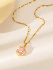 1条优雅女士不锈钢项链，配以立方氧化锆水滴形吊坠，百搭水滴形、心形、椭圆形吊坠，适合日常佩戴，也适合情人节、约会、节日、母亲节等场合作为礼物。 - 金色 - 查看 9