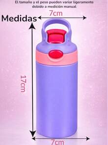 Garrafa térmica infantil de acero inoxidable PYA-19, SUS 304 con tapa de apertura rápida, popote integrado y asa ergonómica | Botella térmica libre de BPA, acabado mate, mantiene frío y caliente hasta 6 horas | 12 oz / 360 ml | Varios colores disponibles - Rosa Fucsia - Ver 11