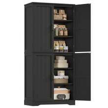 Kitchen Cabinet, 180 Cm Tall Cabinet, Kitchen Buffet, Buffet Cabinet With 4 Doors, Dining Room Cabinet For Living Room, Kitchen, 180*80*40 Cm - 黑色 - 查看 2