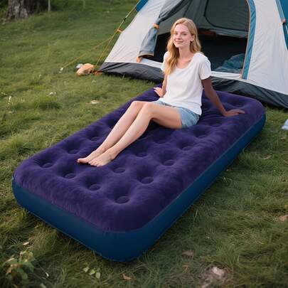 This Comfortable And Convenient Inflatable Mattress Is Easy To Store. Made Of High-Quality PVC Material, It Is Provides A Flat Support That Conforms To The Body Curve, Camping Equipment