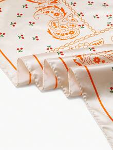 1PC Women's Fashion Summer Chain Leopard Print 90cm Square Scarf, Sun Protection, Versatile Headwrap Bandana For Daily Wear - Apricot - View 5