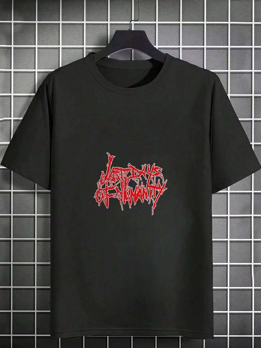 Camiseta Last Days T  Vintage And Fun Printed Gothic Style Comfortable Men's Pure Cotton T-Shirt, 200g, Suitable For All Seasons - Black - View 1