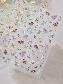 1pc 5D Hot Stamping Floral Series High Quality Adhesive Design Elegant DIY Nail Art Decal Sticker Nails - Multicolor - View 2