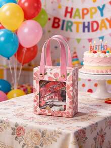 10个金色箔纸樱花图案礼盒，粉色纸盒带透明窗口，适用于生日、婚礼、庆祝活动、团队建设、母亲节等场合。 - 彩色 - 查看 6