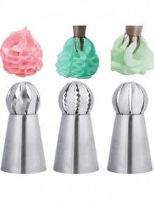 1/3pcs Cake Cream Nozzles, Stainless Steel Icing Piping Nozzles, Suitable For Cakes, Pastries And Cupcakes - Multicolor - View 7