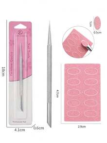 50片粉色指甲打磨垫和钢制推杆套装 | 180目自粘抛光锉，用于指甲打磨和抛光 | 适用于贴片式美甲和俄式美甲 | 返校必备美甲用品 - 彩色 - 查看 8