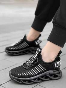 Low-Top Breathable Mesh Lightweight Outdoor Children Sports Running Shoes - Black - View 3